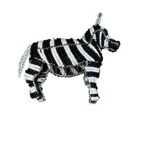 Beadworx Zebra Figurine Small Handmade Beaded Wire African Folk Art Decor